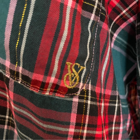 Victoria's Secret Green and Red Plaid Night Shirt L - Picture 7 of 7